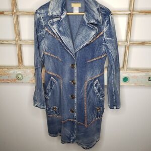 Seandara Vintage Denim medium wash with pockets long jacket size medium